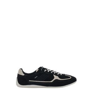 Alohas Men Black Suede Sneakers With Rubber Sole And Leather Details, Unisex